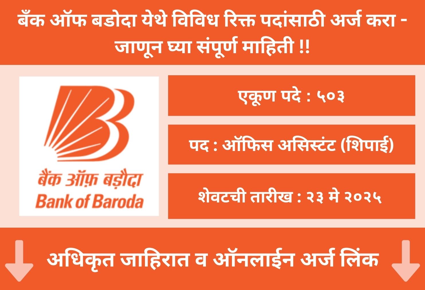 BOB Bharti 2025 For 500 Posts Peon
